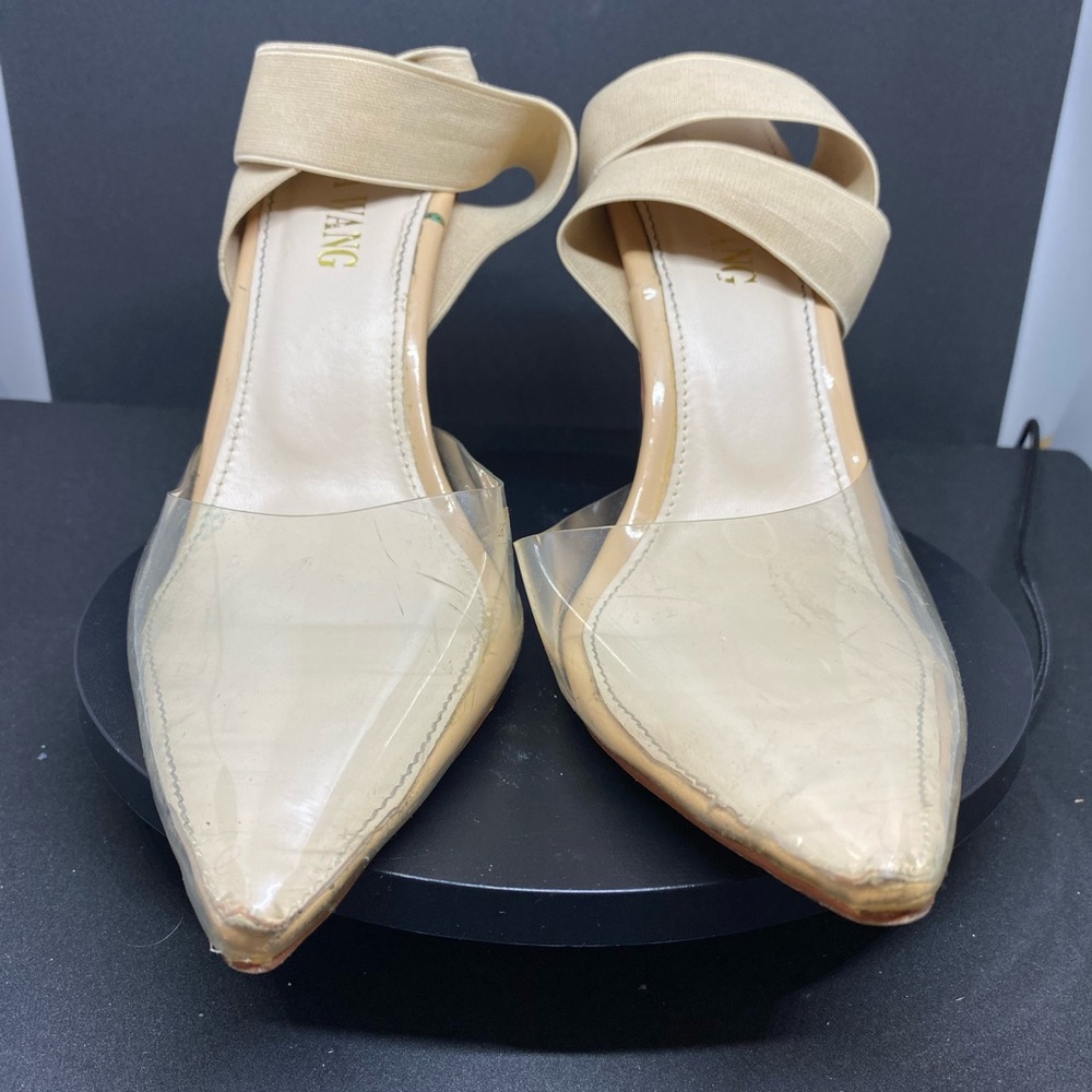 Azalea Wang Sizzling 🥵 Chic Beige Women's Heels with Elastic Strap size 8.5